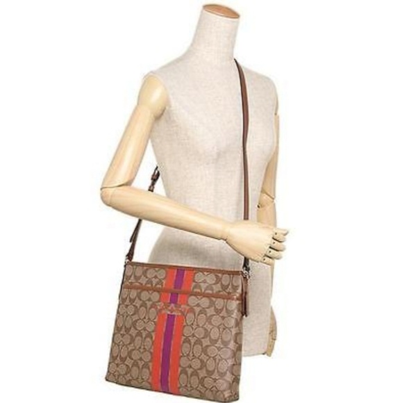 NWT Coach Varsity stripe file bag crossbody - Picture 7 of 8